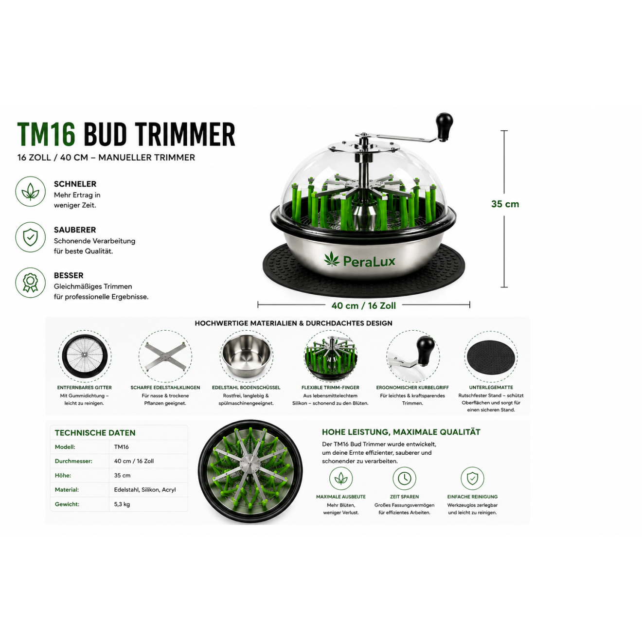 PeraLux 16 Zoll TM16 Bud Trimmer