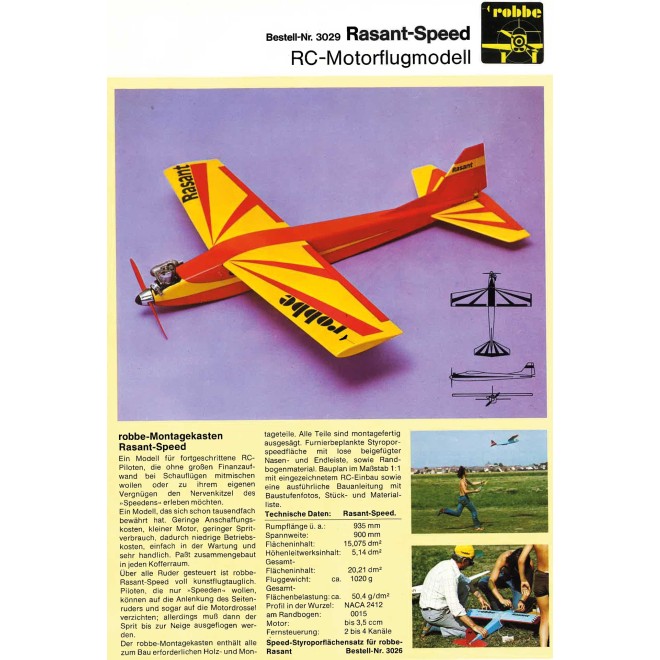 Robbe Modellsport Rasant Speed Verbrenner Version Jubiläumsausgabe 50 Jahre Robbe Rasant Holzbausatz