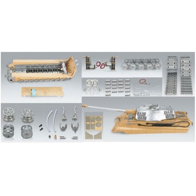 RC Königstiger Tiger 2 IR-Battlesystem 360° Turmdrehung & Stahlgetriebe Beige